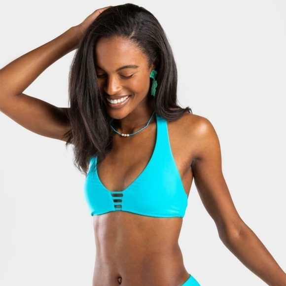 Francesca’s Raisins Womens Bikini Top Size XL Blue NWOT - Picture 2 of 16